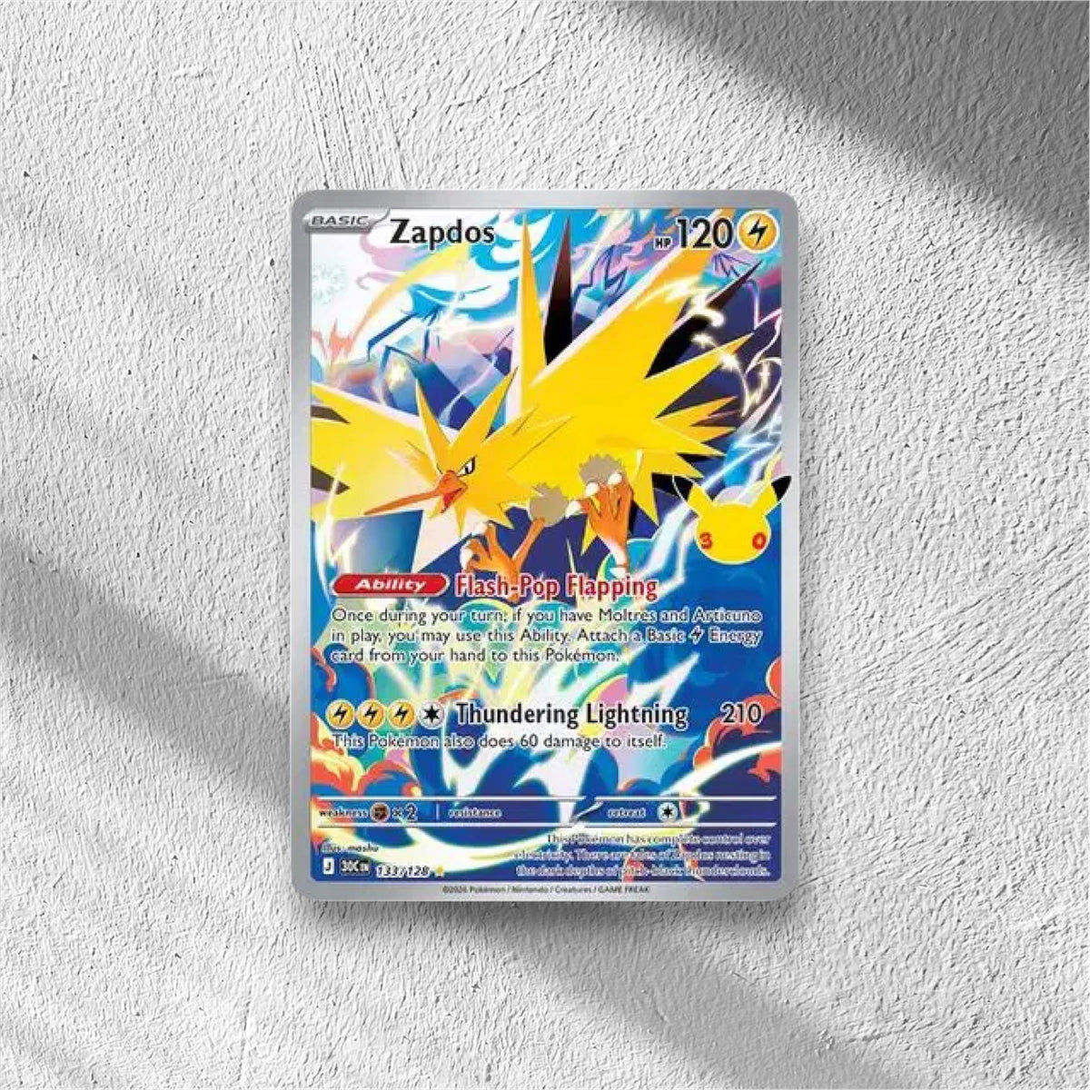 Zapdos 30th Celebration Illustration Rare 33/128 Holofoil
