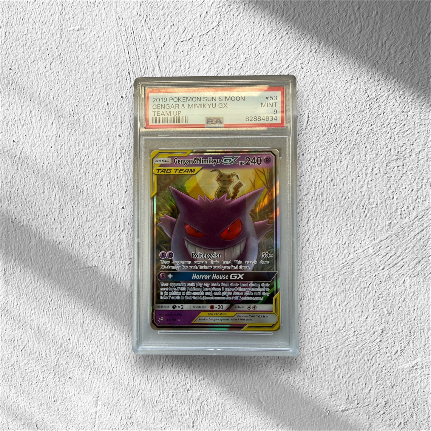 2019 GENGAR & MIMIKYU GX POKEMON SUN & MOON TEAM UP TEAM UP PSA 9