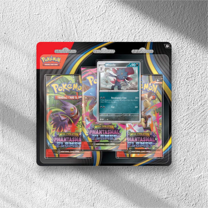 Pokemon - Mega Evolution - Phantasmal Flames - 3 Pack Blister - Weavile - WolfCards